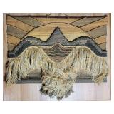 Vintage Macrame Weaving Mountainscape Wall Hanging