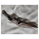 Antique Gurkha Kukri with 2 Utility Knives in One Sheath