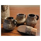 Folk Art Tree Branch Liquor Bottle with Cups