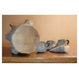 Folk Art Tree Branch Liquor Bottle with Cups