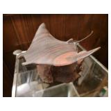Hand Carved Manta Ray Wood Sculpture