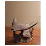 Hand Carved Manta Ray Wood Sculpture