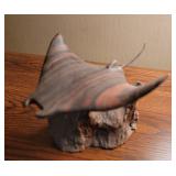 Hand Carved Manta Ray Wood Sculpture