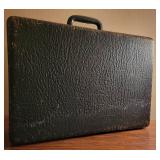 Vintage Pebble Leather Overnight Case with Vanity Items