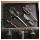 Vintage Pebble Leather Overnight Case with Vanity Items