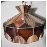 Vintage Stained Glass Hanging Light Fixture