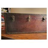 Antique Brass Trimmed Wood Toolbox