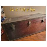 Antique Brass Trimmed Wood Toolbox