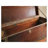 Antique Brass Trimmed Wood Toolbox