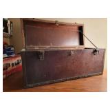 Antique Brass Trimmed Wood Toolbox