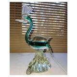 Murano Style Green Glass Bird Figurine