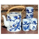 Blue and White Cherry Blossom Tea Set