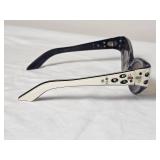 Rhinestone Cat?Eye Sunglasses ? White/Black with Multicolor Stones
