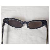 Rhinestone Cat?Eye Sunglasses ? White/Black with Multicolor Stones