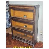 Antique Viking Stacking Barrister Bookcase ? Oak 3-Section ? 34"W
