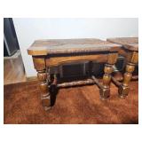 Pair of Vintage Oak Rush Seat Stools