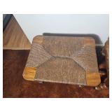 Pair of Vintage Oak Rush Seat Stools