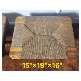 Pair of Vintage Oak Rush Seat Stools