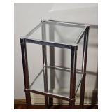 Modern Chrome and Glass Display Pedestal Stand