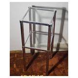 Modern Chrome and Glass Display Pedestal Stand