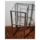 Modern Chrome and Glass Display Pedestal Stand