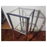 Modern Chrome and Glass Display Pedestal Stand