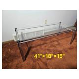 Modern Chrome & Glass Minimalist Coffee Table