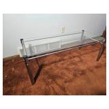Modern Chrome & Glass Minimalist Coffee Table