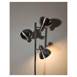 Brushed Steel 3-Head Adjustable Floor Lamp