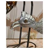 Decorative Metal Bird Sculpture Trio ? Rooster, Peacock & Roadrunner