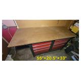 Heavy-Duty Steel 12-Drawer Workbench with MDF Top – 55" × 20.5" × 33"