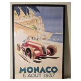 Framed Vintage-Style Racing Poster Ð ÒMonaco 8 Aout 1937Ó