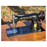 Vintage Singer Sewing Machine in Wood Cabinet with Matching Bench Ð Model AG915966