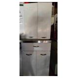 Vintage Metal Kitchen Cabinet Set with Stainless Countertop