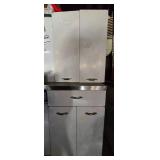 Vintage Metal Kitchen Cabinet Set with Stainless Countertop