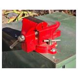 Heavy-Duty Steel Shop Cabinet with Mounted Bench Vise