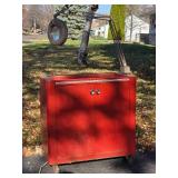 Vintage Industrial Rolling Cabinet with Magnifying Inspection Lamp