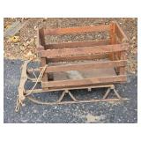 Antique Wood Slat Sled with Metal Runners Ð ÒBuxom MelonsÓ Crate
