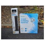 Pelonis 28" Tower Fan & Beyond Breeze 18" Oscillating Stand Fan (Both in Boxes)