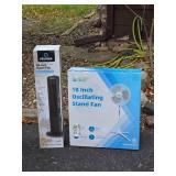 Pelonis 28" Tower Fan & Beyond Breeze 18" Oscillating Stand Fan (Both in Boxes)