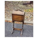 Vintage Wood Sewing Stand with Handle Top
