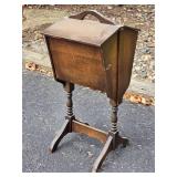 Vintage Wood Sewing Stand with Handle Top