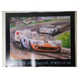 Large ÒLgende du LeMans Ð Ford GT40Ó Vintage Racing Art Poster