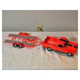 1:18 Scale STP Chevy Pickup Truck & Matching Dual-Axle Race Trailer – Die-Cast Model Lot