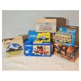 Vintage Die-Cast Vehicle Lot – Corgi Classics & Matchbox – Berlin Bus, Models of Yesteryear Fire Engine, Limited Edition Chevy Sheriff Car, Volkswagen Van, Tow Truck & Yellowstone Tour Bus – Box