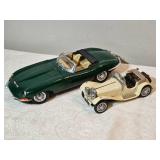 Pair of Jaguar Die-Cast Models – 1:18 Jaguar XK-E Roadster & 1939 Jaguar SS-100 by Franklin Mint