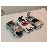 1:24 Scale Classic Sports Car Trio – Franklin Mint Mercedes-Benz 300SL Gullwing, 1953 Corvette Roadster, & Shelby Cobra Die-Cast Models