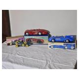 Vintage Tin Wind-Up Racing Car Trio – Schylling Bluebird & Sunbeam Land Speed Record Cars + Bugatti T-35 Racer – Original Boxes & COA