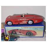 Vintage Tin Wind-Up Racing Car Trio – Schylling Bluebird & Sunbeam Land Speed Record Cars + Bugatti T-35 Racer – Original Boxes & COA