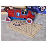 Lot of 4 Vintage Schylling Tin Wind-Up Race Cars w/ Boxes & COAs – Spiral, Bugatti T-35, #2 Race Car, & Land Speed Style